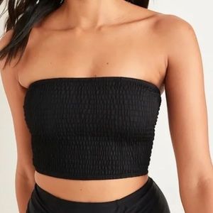 Old Navy Smocked Bandeau Longline Bikini Top in Black